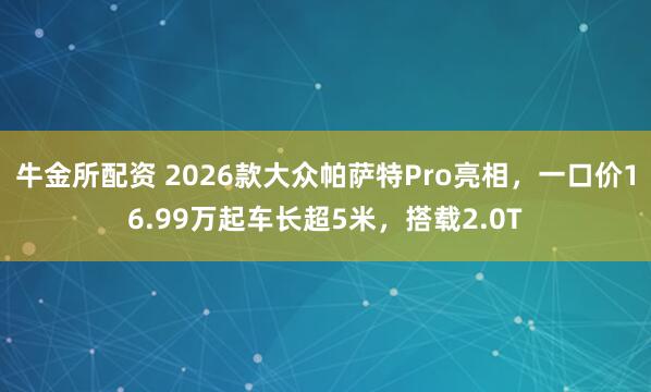 牛金所配资 2026款大众帕萨特Pro亮相，一口价16.99万起车长超5米，搭载2.0T
